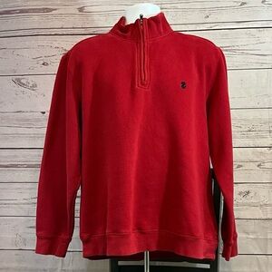 Izod Red Zip Up Sweater Vibrant Knit Design